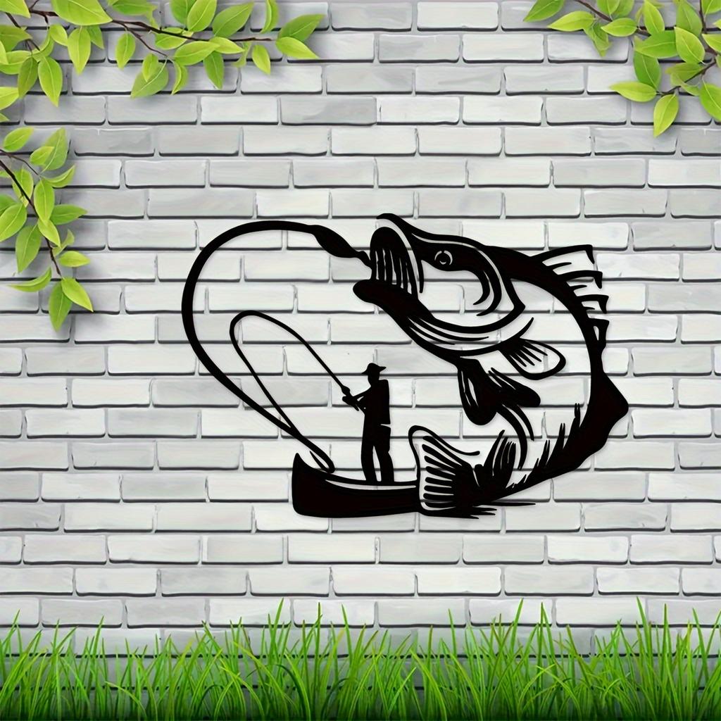 1 pz Segno Metallico Pesca Persico Decorazione Murale Regalo Pescatore Cabina Esterna Man Cave Bar Garage Patio Giardino Natale Halloween Capodanno