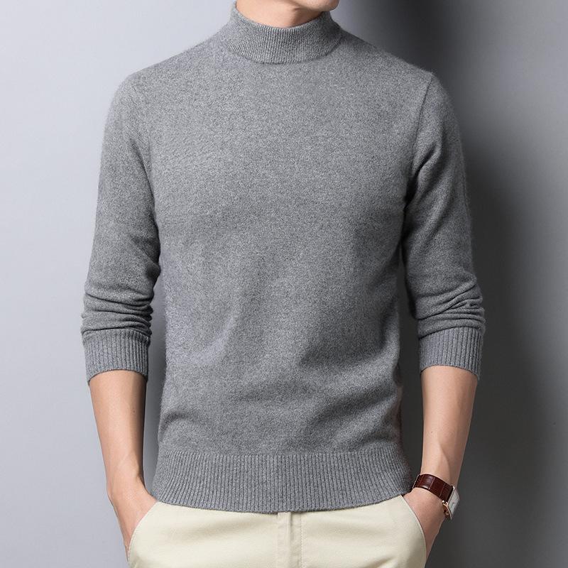 Solid Color Men Turtleneck Cashmere Sweater Slim Fit Bottoming Sweater Business