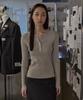 EMKM Henley Neck Button-Up Hemp Linen Long Sleeve Knit Top_Grey