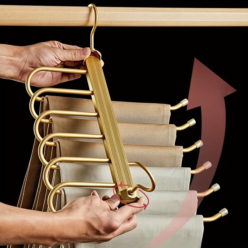 6-in-1 Rotatable Pants Hanger, Space-Saving & Non-Slip. Perfect for Home/Hotel/Travel! Durable & Easy Use.