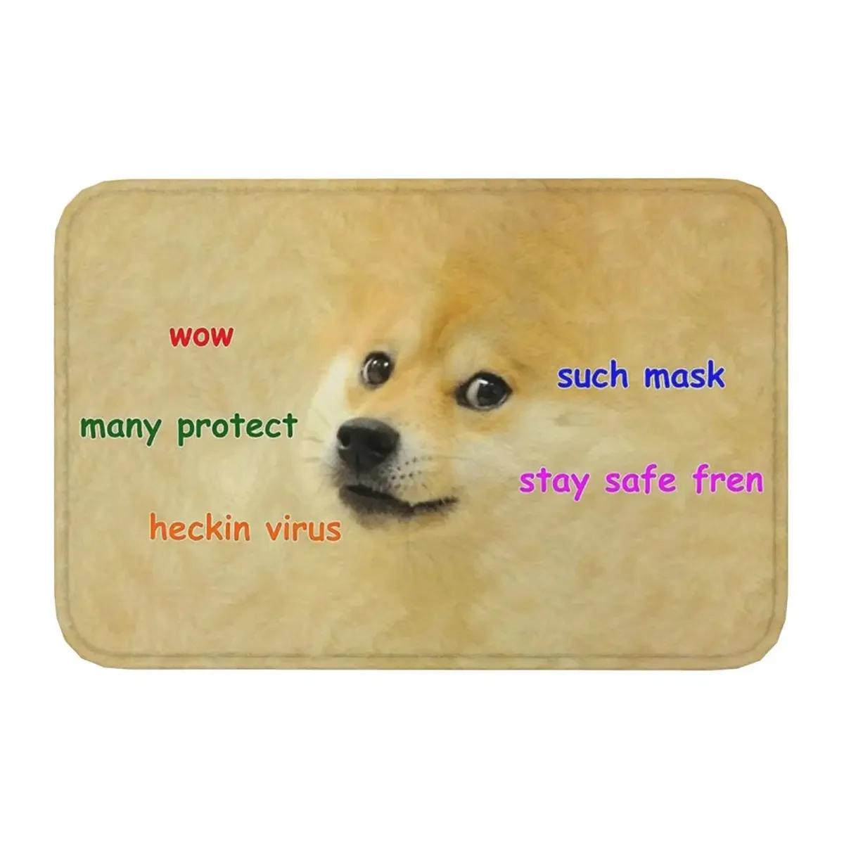 Non-slip Doormat Doge Wow Such Carpet Bath Bedroom Mat Outdoor Flannel Pattern 40cmx60cm