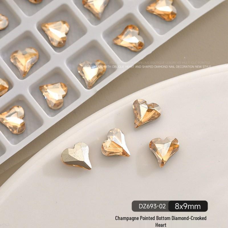K9 Champagne Nail Art Rhinestone Jewelry - High Quality Irregular Crystal, Fat Square, Water Drop, Heart-Shaped Decorations