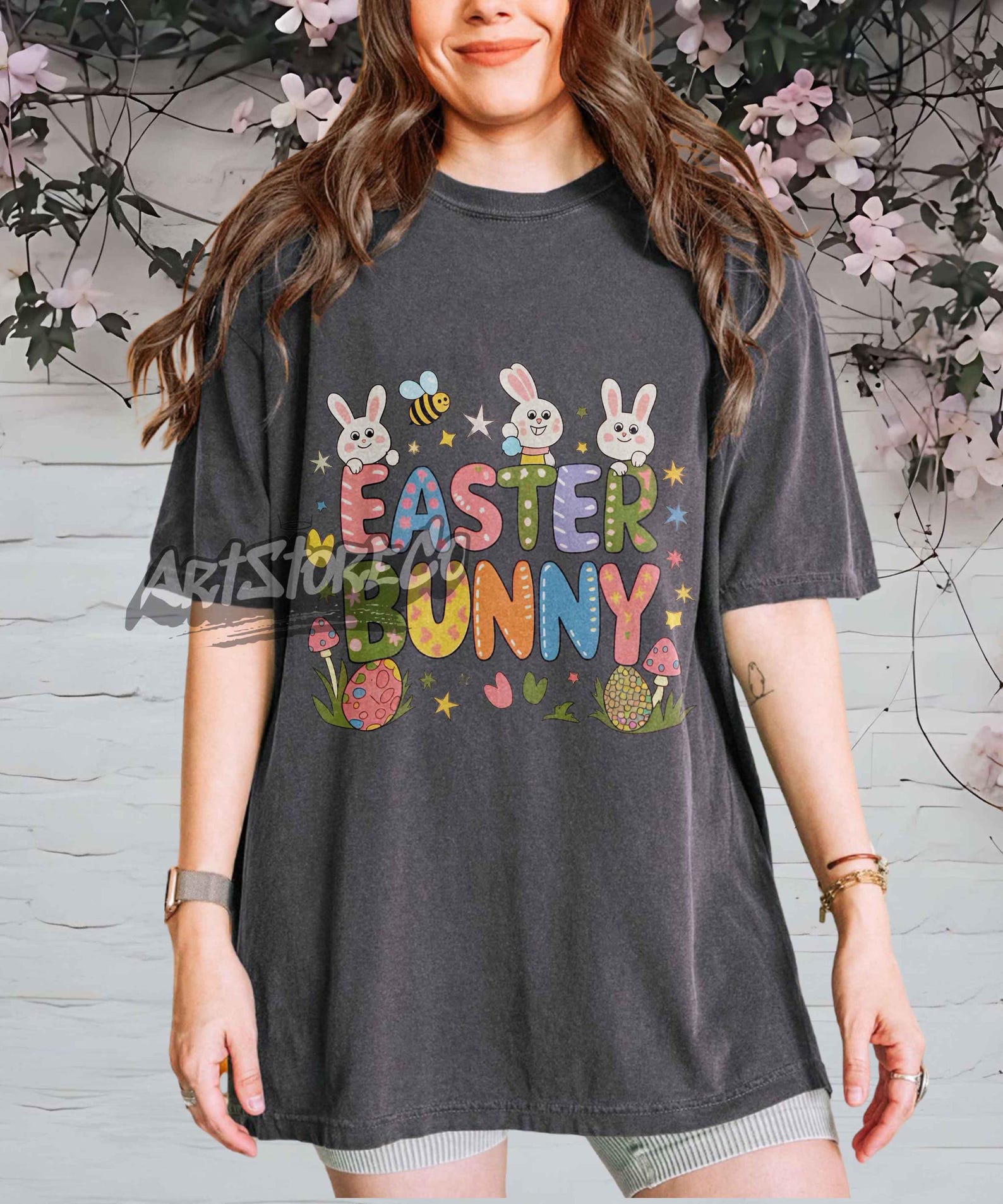 Easter Bunny Egg Nest T-Shirt, Retro Holiday Apparel L