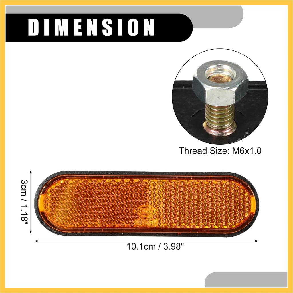 BULLSPANN Universalreflektor Ovale Form Orange Kunststoff Motorradreflektor Sichtbarkeit Sicherheit 4 Stück 10,1x3x1cm Motorradersatz