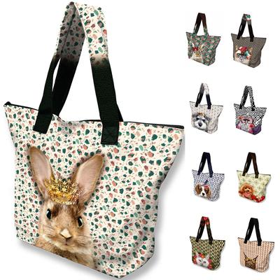 Lucie dancette LTJ Grand Sac Cabas, Fabriqué au Japon, Designer Français, Pour Femme, Mignon Animal Animal de Compagnie Chien Chat Sac Cabas (Kate (Lapin avec Couronne))