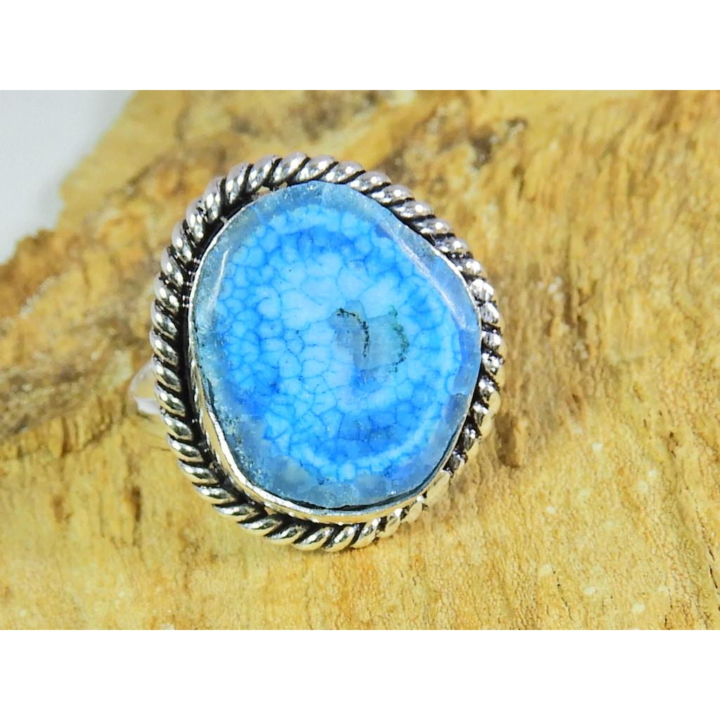 

Color Enhanced Solar Druzy 925 Solid Sterling Silver Ring Size US-7.5 PG-224