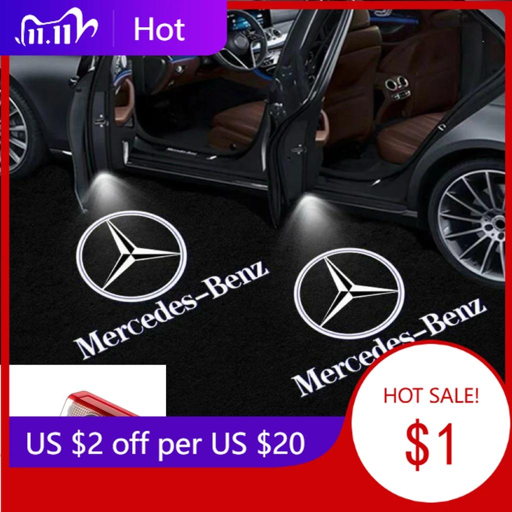 Nrbju6 For Mercedes Benz 2Pcs Car Door Sign Welcome Light LED Projection Lamp For Mercedes Benz AMG GLC GLA GLE GLS GL W204 W176 W205 W