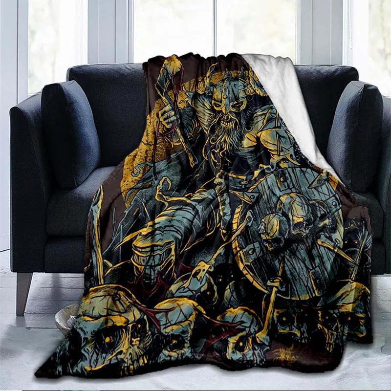The Vikings Ancient Scandinavian Norse Runes Axes 3D Soft Throw Blanket Lightweight Flannel Warm Blanket for Bedroom Couch Sofa