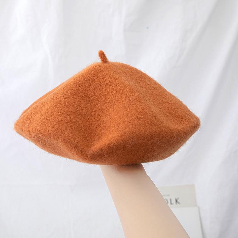 Women's Cross-Border Wool Beret: Autumn/Winter Korean-Style, British Retro Octagonal Painter Hat for Large Head Circumference