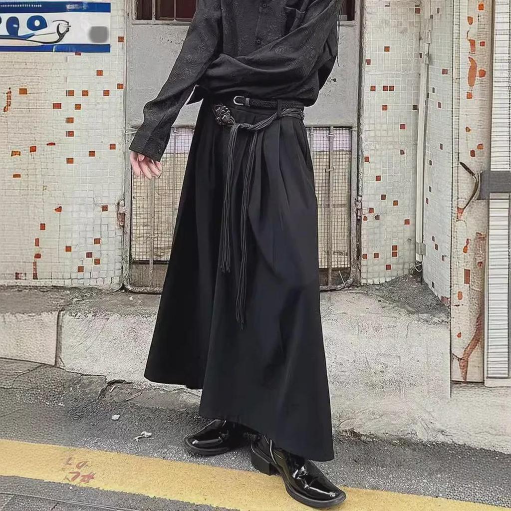 Yohji Yamamoto-Style Genderless Wide-Leg Pants: High-End Japanese Casual Skirt Pants for Men and Women.
