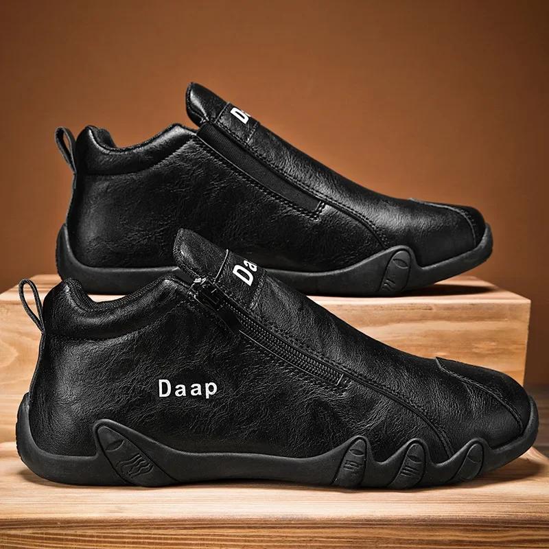 Fashion British Style Fashion Short Boots Men  Luxury Leather Anti Slip Comfortable Work Shoes Outdoor Travel Sports Casual Shoes 2024