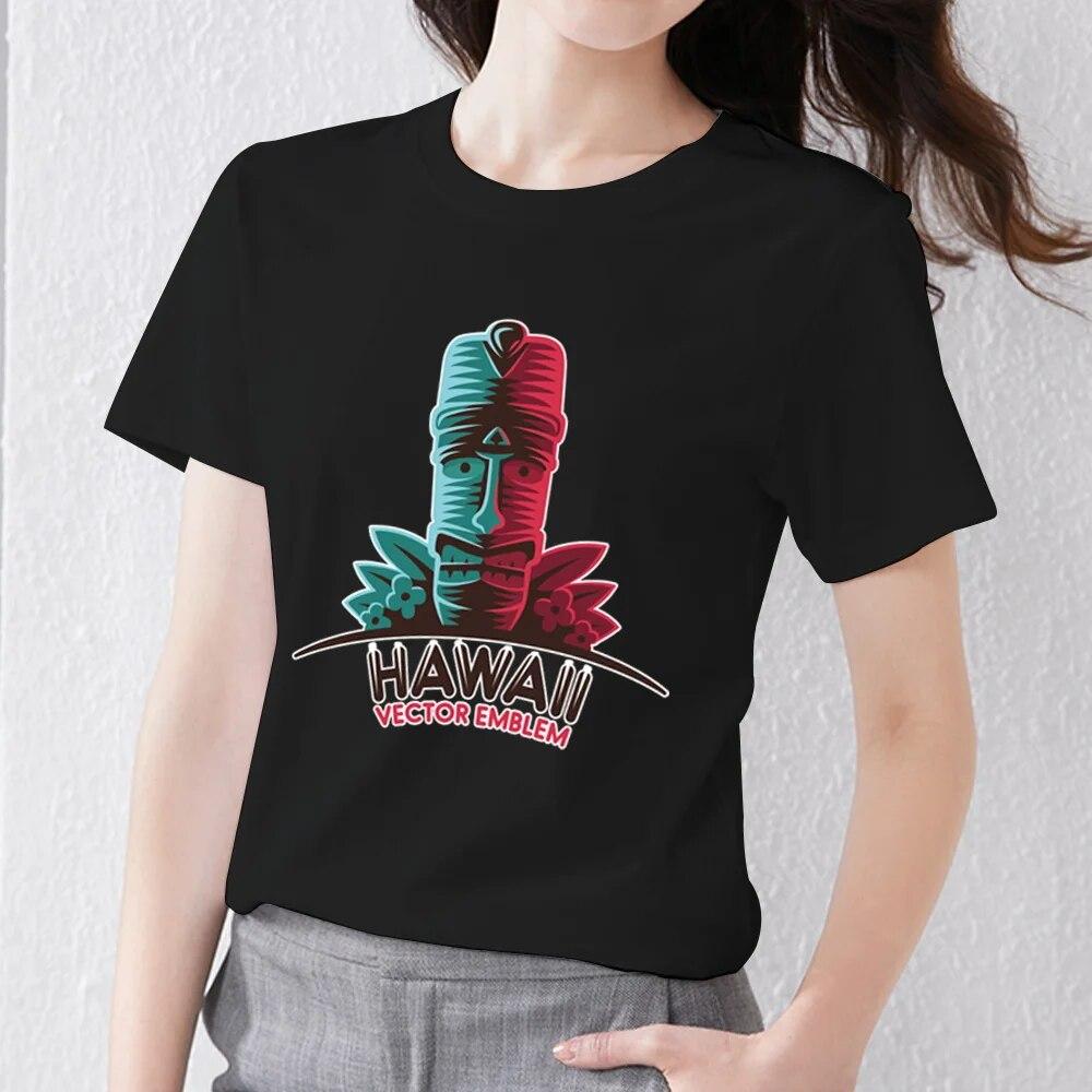 Retro Frauen Kleidung T-shirt Casual Slim Top Einfache Schwarz Pendler Kurzarm Lustige Skulptur Print Damen Mode O-ansatz Top