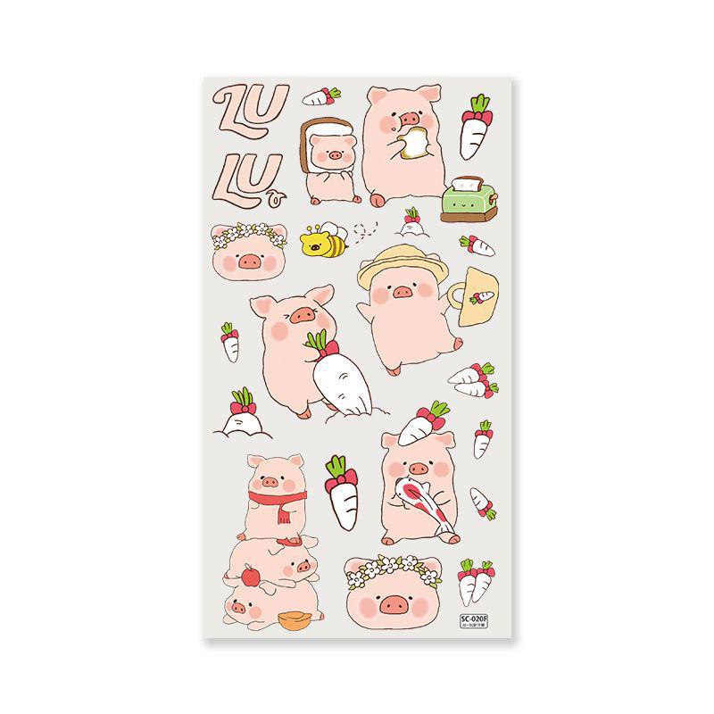 Sky Original Lulu Pig Pulling Radishes Embossed Cartoon Sticker for DIY Phone & Journal Decoration Sky Lulu Pig Pulling Radishes [110*206]