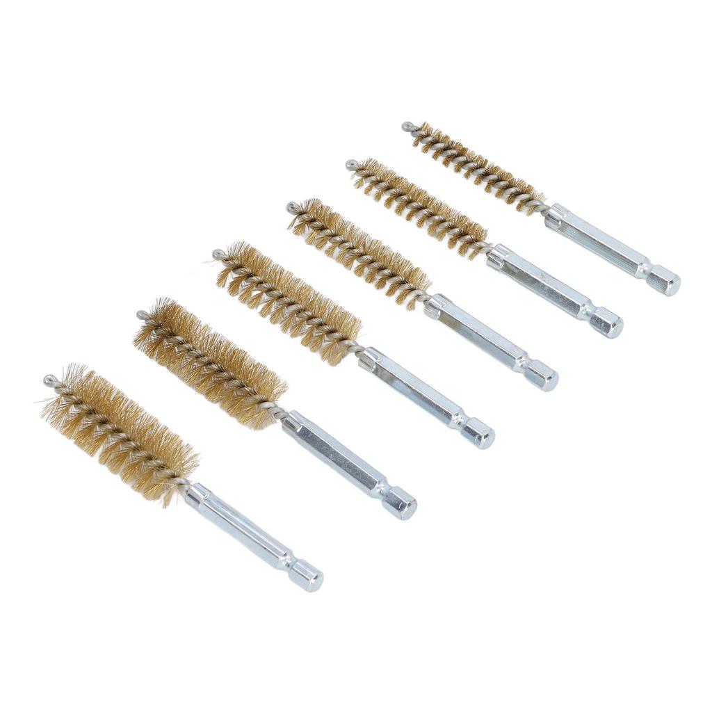 6PCS Bore Brush 4in Rust Proof Twisted Wire Cleaning Brush with 1/4in Hex Shank for Electric Drill Impact Driver