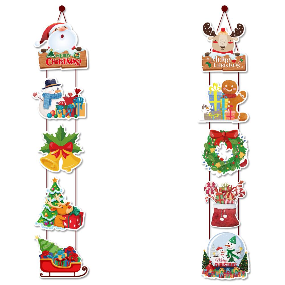 Christmas Door Hanging Banner Santa Claus Snowman Elk paper Couplet Navidad Merry Christmas Decoration Xmas Home Ornaments Noel