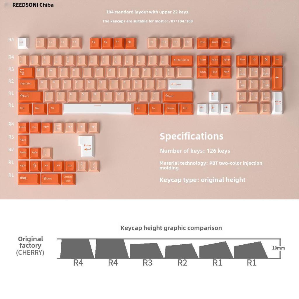 126-klawiszowe dwukolorowe nakładki na klawisze PBT do klawiatur mechanicznych