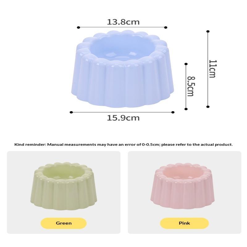 Non Slip Base Pet Slanted Bowl Lace-Edge Vertical Striped Bowl Elevated Design Pet Feeding Bowl