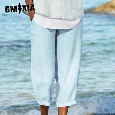 Γυναικεία μόδα casual μονόχρωμα στάμπα ψηλόμεση παντελόνι & Capris