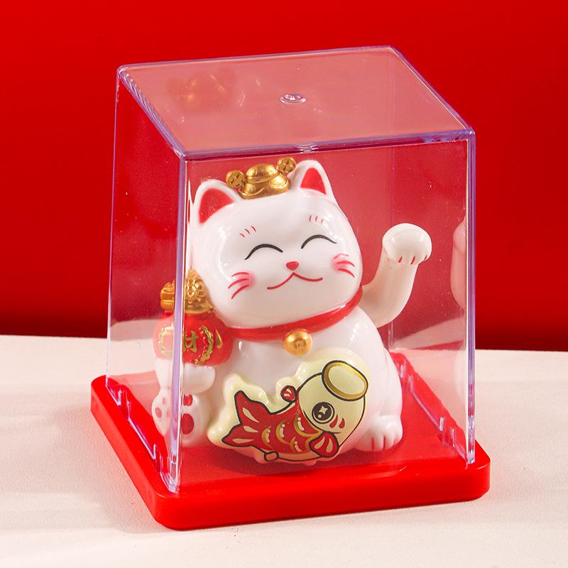 Solar Powered Waving Lucky Cat - Automatic Fortune Cat for Home, Desktop, or Car Decoration