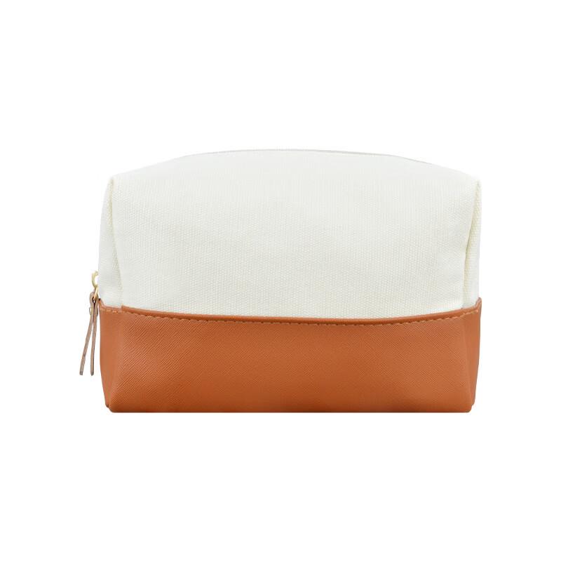 Puyuan Color-Block Canvas Portable Makeup Bag