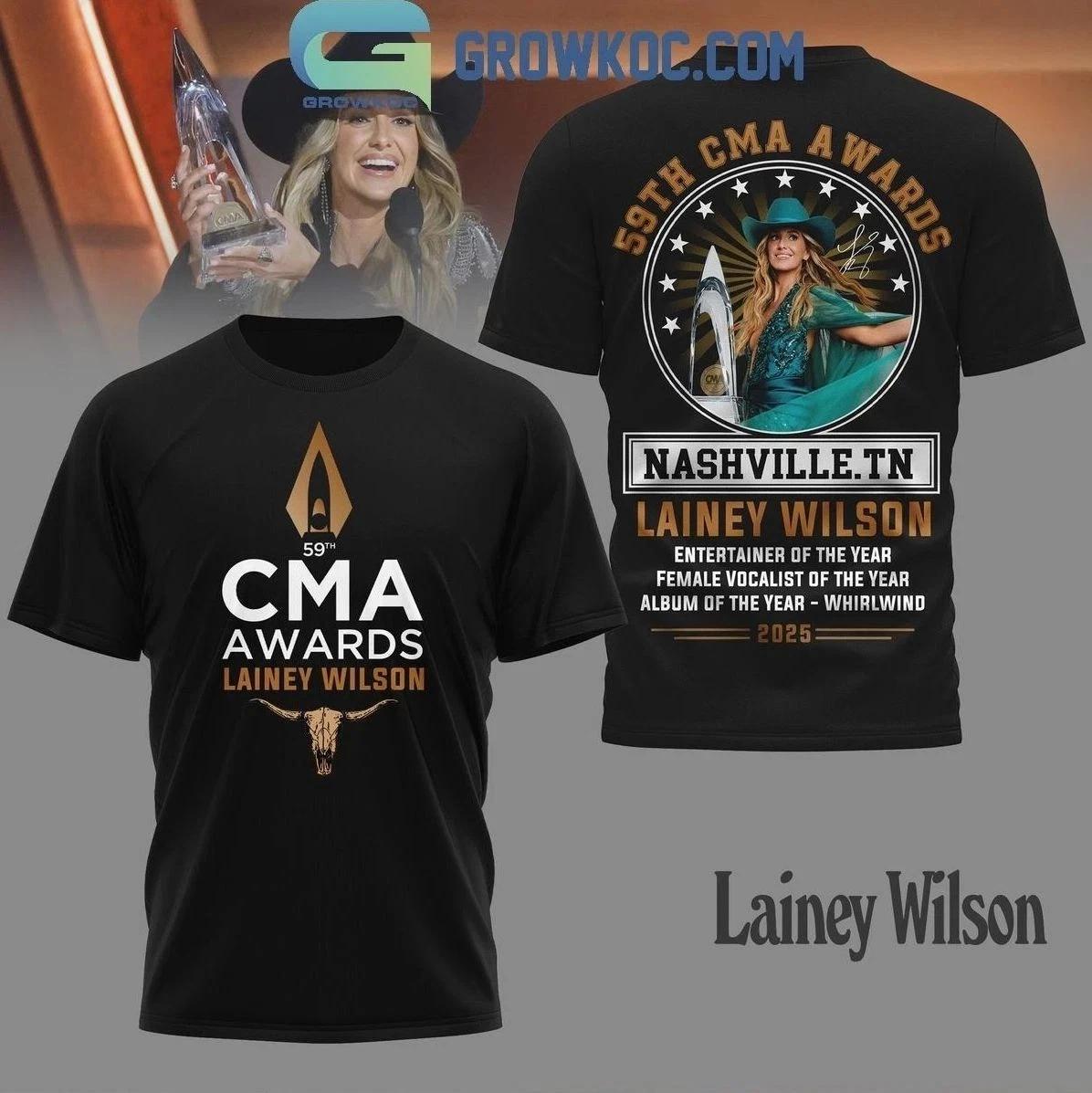 Lainey Wilson 59th CMA Awards 2025 Black 3D T-Shirt 4XL