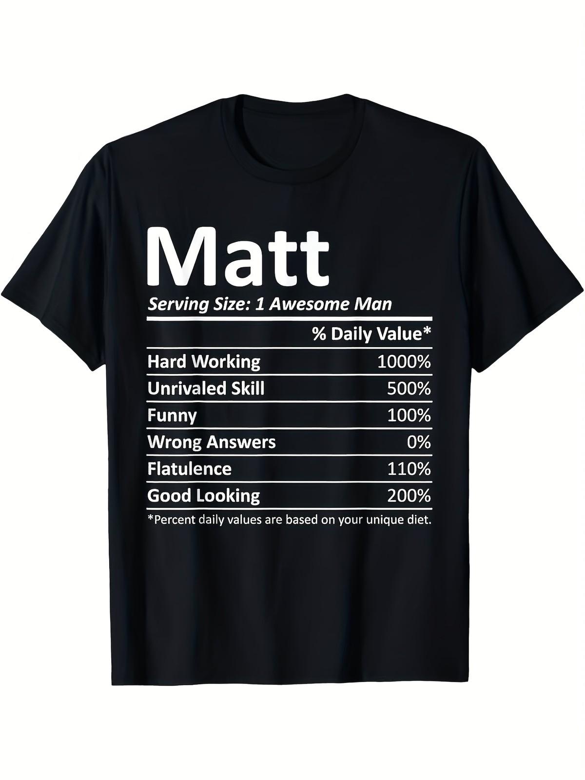 Men s Funny Matt Nutrition Facts Birthday Gift T-Shirt - Humorous Humor Appare S разноцветный