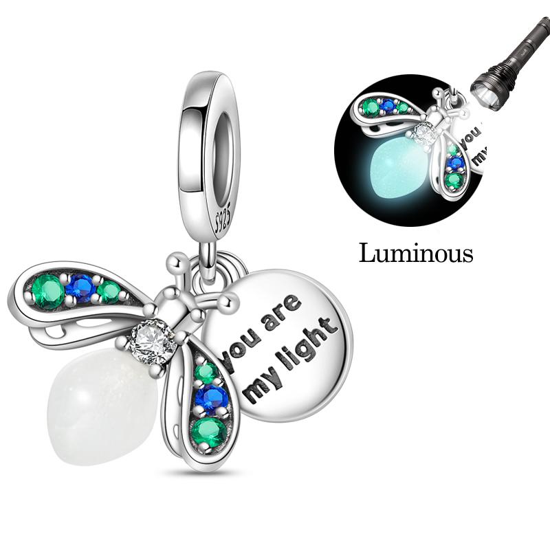 Fits Genuine Copper Charm Bead Luminous Firefly Charm For Women Beautiful DoItYourself Birthday Jewellery Gift