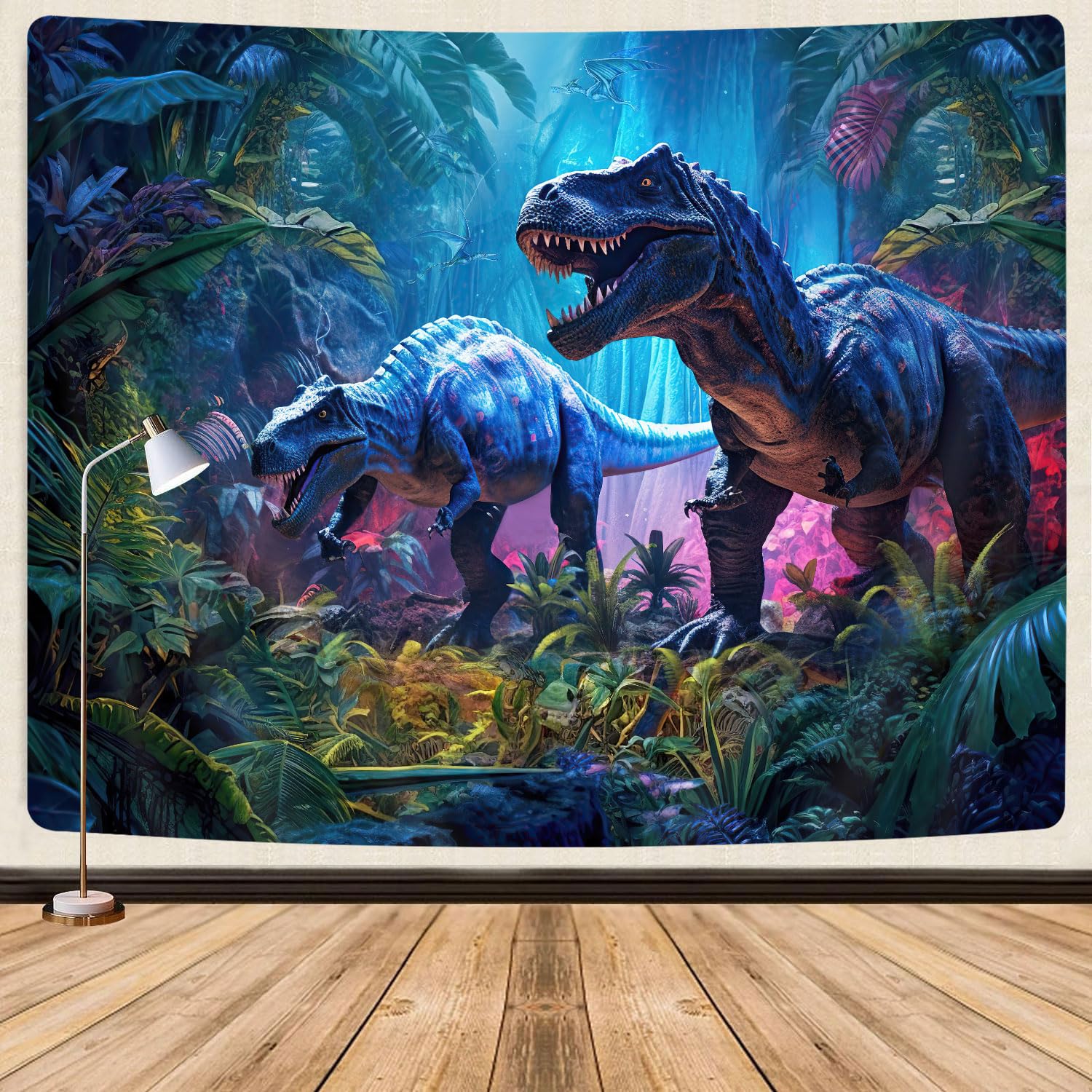 Dinosaurus Wandkleed Voor Jongenskamer Decoratie, Wilde Oude Dieren Wandtapijten, Natuur Bos Sprookjes Dinosaurus Wandkleed Wand 150x130CM