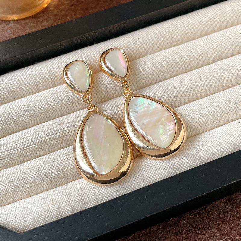 

Серьги-подвески в форме овала и капли воды для женщин, французские элегантные серьги-подвески с темпераментом, персонализированные, легкая роскошь, циркон