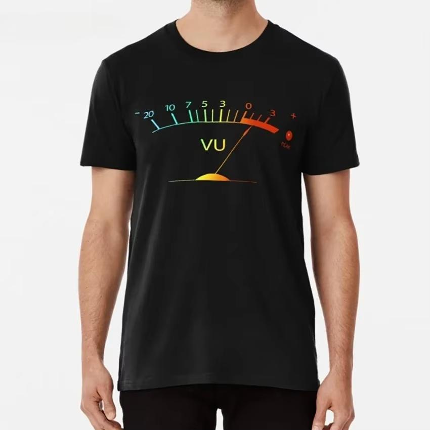Volume Vu Meter Vintage Unisex Tshirt Audio Engineer Recording Crew Neck Summer Unisex Short Sleeve Casual Top Aesthetic Clothes