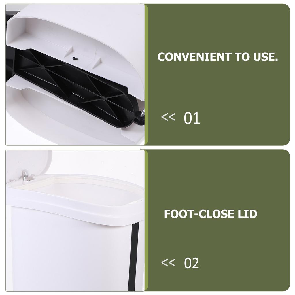 10L Step-on Trash Can Foot Pedal Operated Hands- Bathroom Living Room Nordic Style Sealed Odorless Waste Container