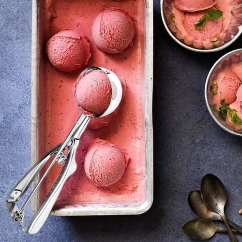 Stainless steel ice cream spoon, ice cream scoop, silver ice cream scoop, mashed potato food spoon, sturdy and convenient, multi-functional, for resta