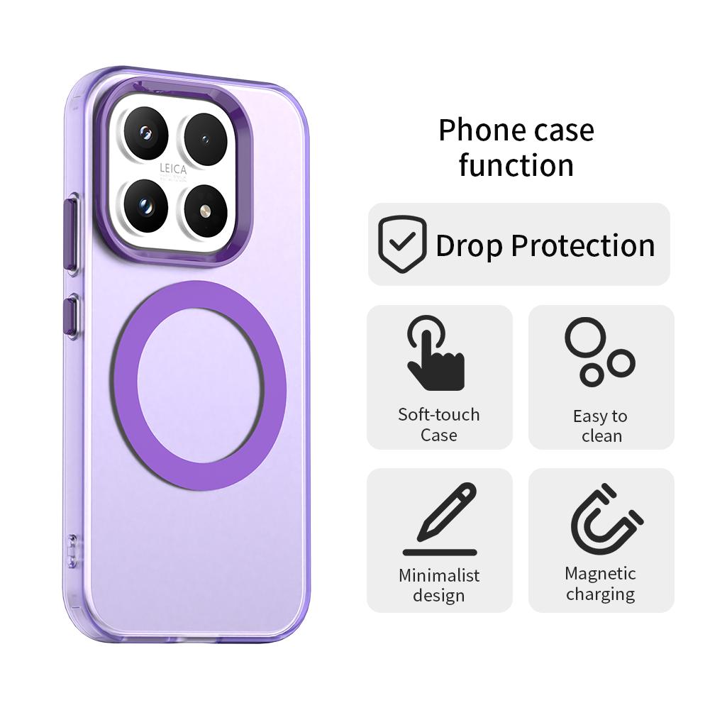 Matte Candy Magnetic Wireless Charge Transparent Case For Xiaomi 17 15T Pro Redmi Note 15 Pro Plus 15C Shockproof Phone Cover