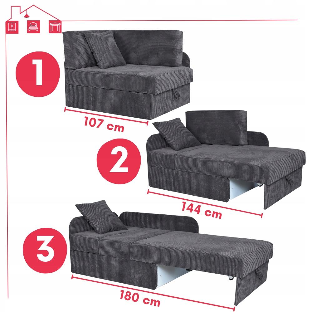 BONI Extendable Sofa, Children's Corner Sofa, GREY Family Meble