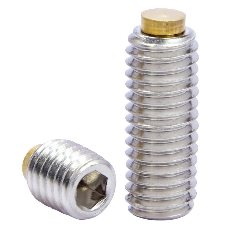 304 Stainless Steel Hexagon Machine Screw with Copper Set Screw End (M3, M4, M5, M6, M8)