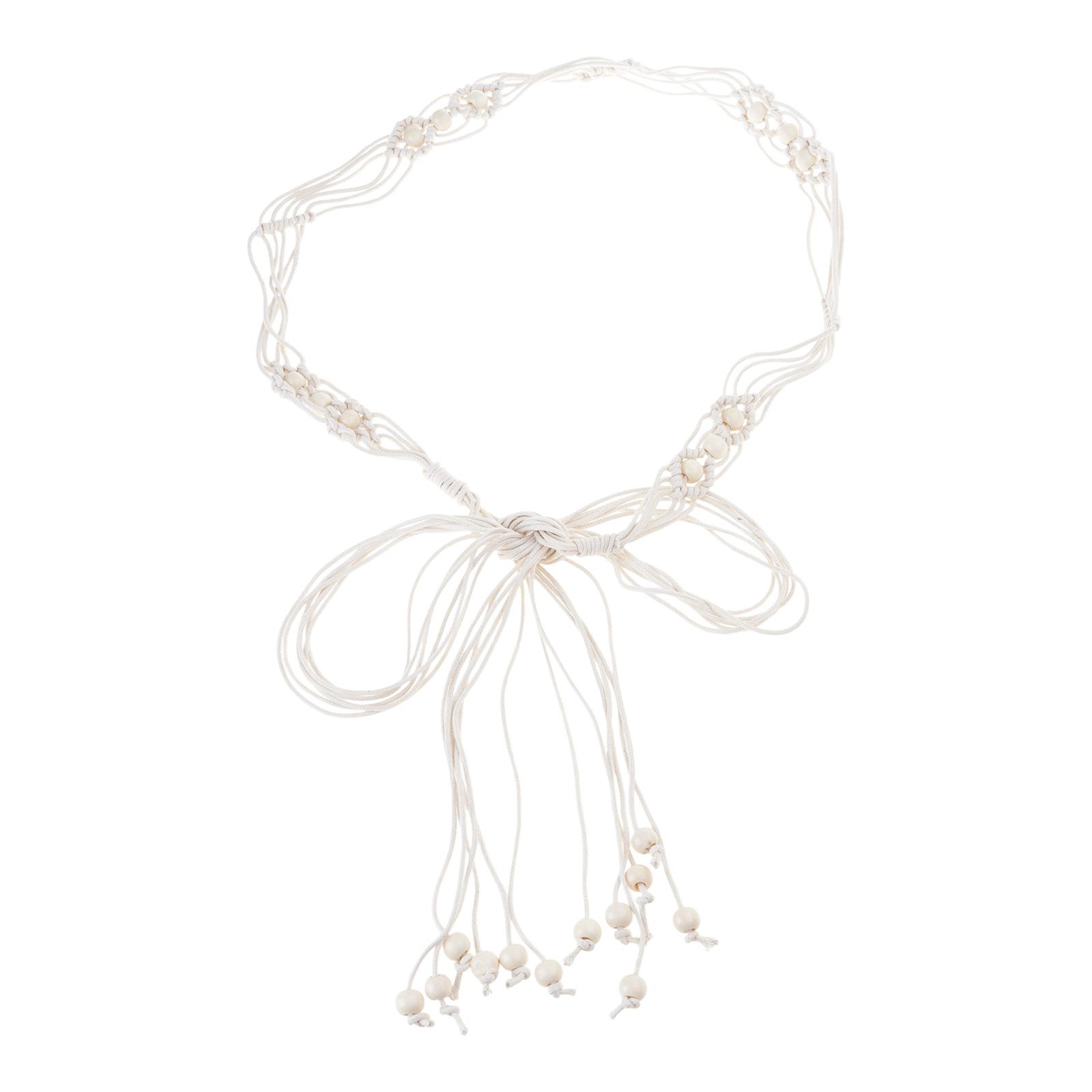 

Богемный плетеный хлопковый пояс женский, цепочка на талию, ручная работа с деревянными бусинами, бахрома, многофункциональное украшение