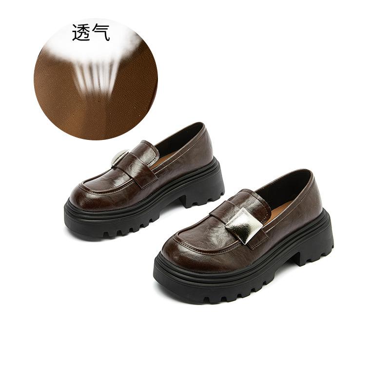 Foam sole sheepskin pad autumn new thick-soled small leather shoes versatile fashion single shoes women