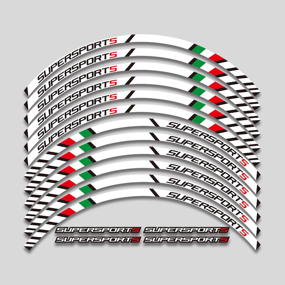 

For DUCATI super sport supersport supersport s 939 Motorcycle Wheel Sticker Decal Reflective Rim Bike Suitable білий