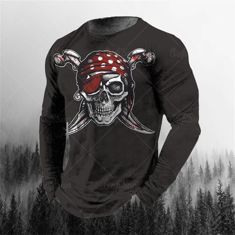 Retro Eagle Pattern 3d Print Summer Men's Round Neck T-shirt Casual Long Sleeve T-Shirt Oversized Pullover Fashion Men Clothing