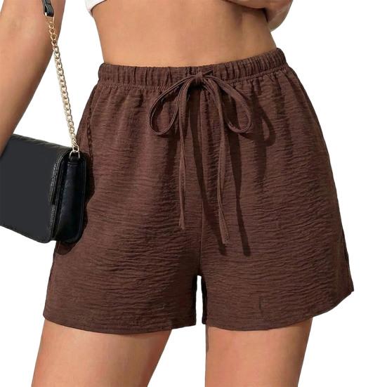 

Shorts for Women Summer Casual Elastic High Waisted Lounge Shorts Wide Leg Drawstring S кофейный