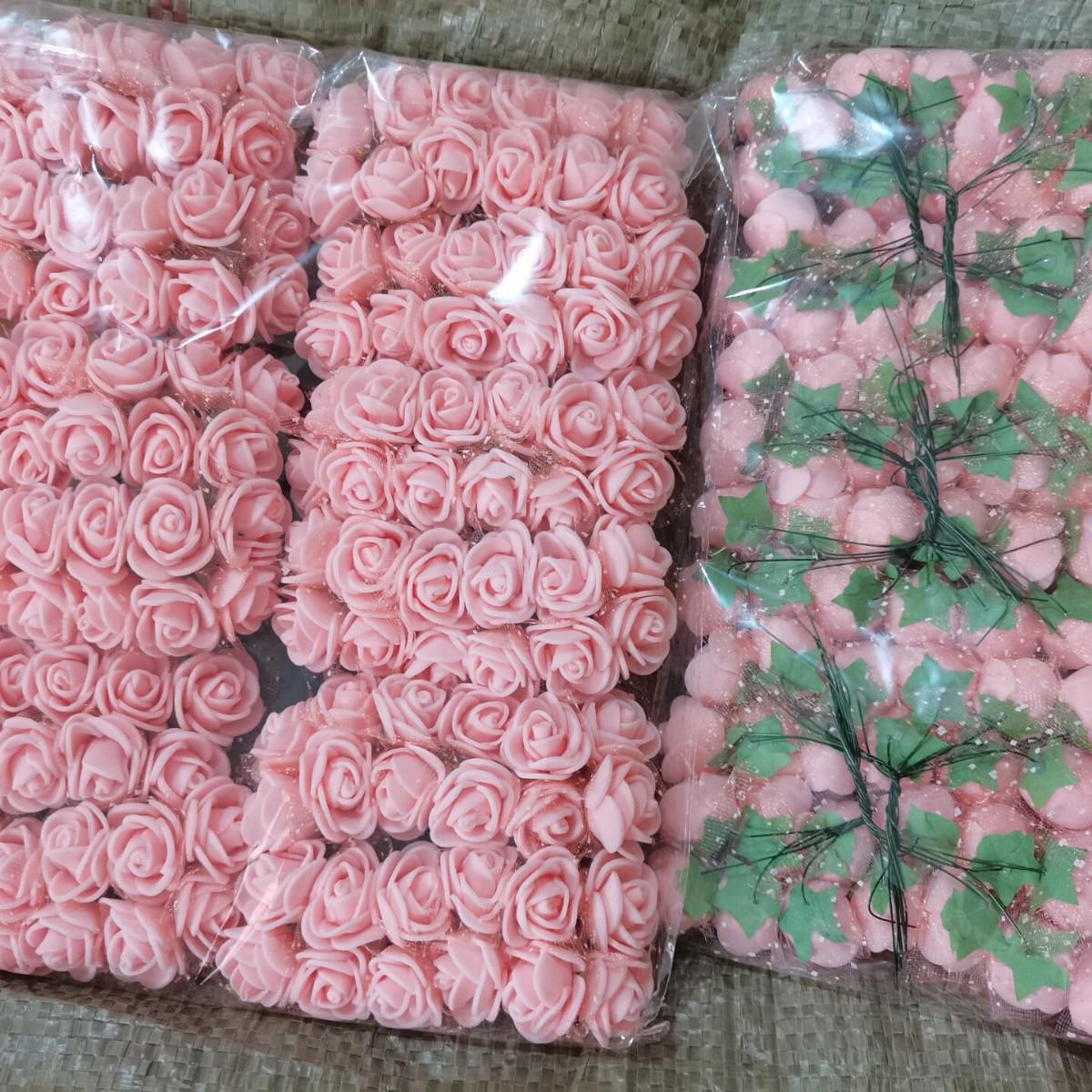 144 Pcs Gauze Rose Flowers & Foam Wreath Decorations, 2.5cm Small Simulated Flowers