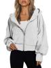 Women's Fashion Winter Long Sleeve Hooded Zipper Solid Color Loose Hooded Jacket
