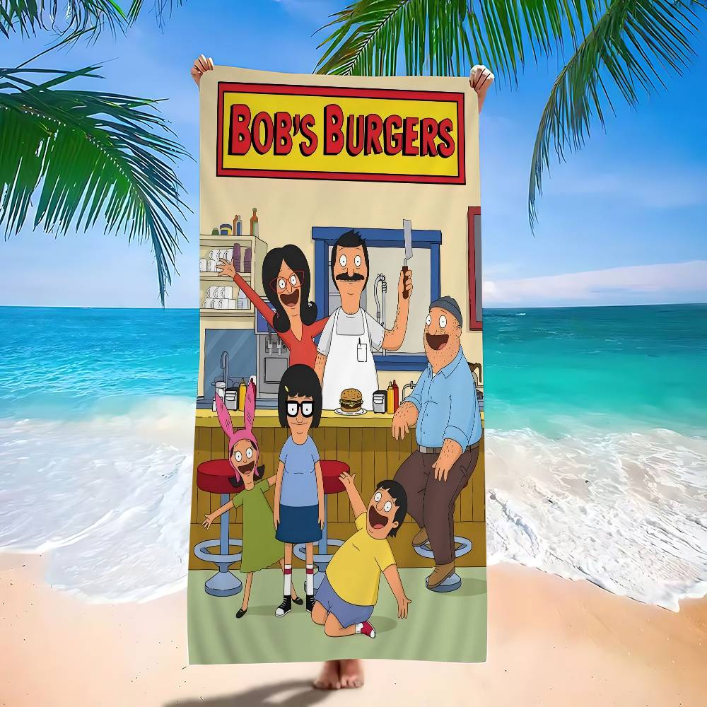Cartoon B-Bobs B-Burgers Bath Towel Microfiber Soft Water Absorbing Breathable For Girl Kids Decorative Cartoon Beach Towel