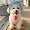 Floral Pattern Pet Sun Hat Adjustable UV Protection Adorable Pet Hat With Ear Holes Breathable Cat Sun Protection Hat