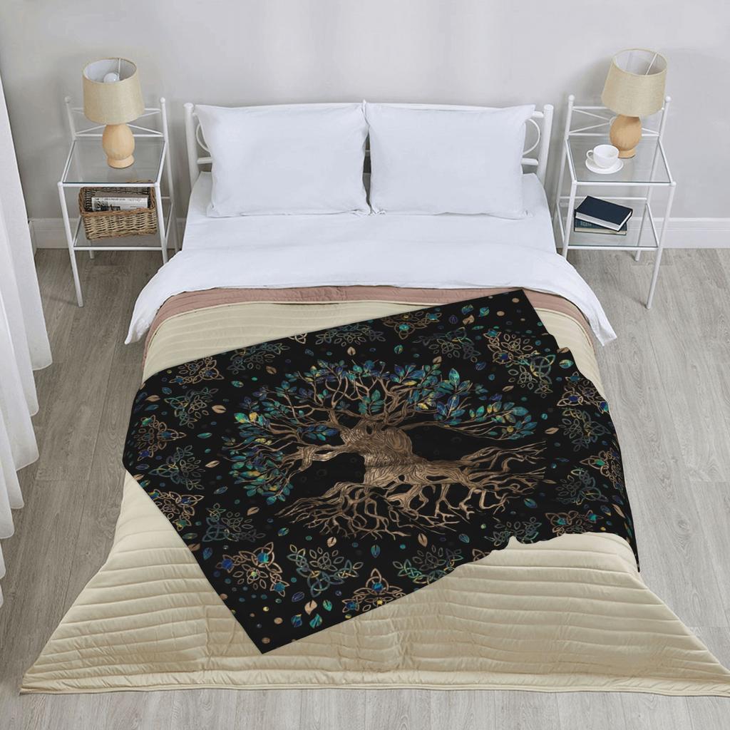 Tree of Life Yggdrasil Blanket Flannel Autumn Valhalla Viking Breathable Super Soft Throw Blankets for Bedding Office Bedspread