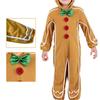 Weihnachts-Lebkuchenmann-Strampler mit Kapuze Kinder Halloween Party Kostüm Cosplay Kleidung Weihnachten Kinder Schlafanzug Geschenke Set XS-L