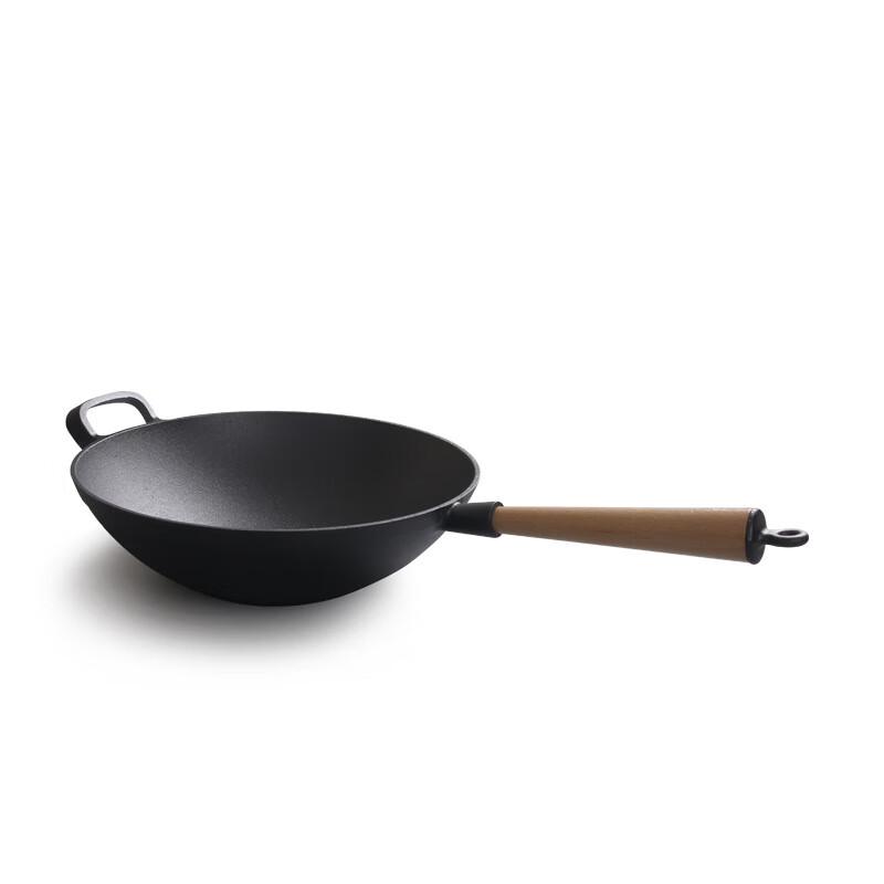 

Zhishi 31cm Cast Iron Wok with Wooden Handle