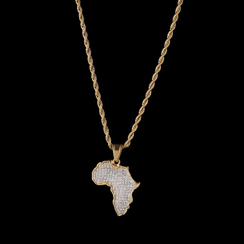 Hip Hop Fashion Africa Map Pendant Necklace