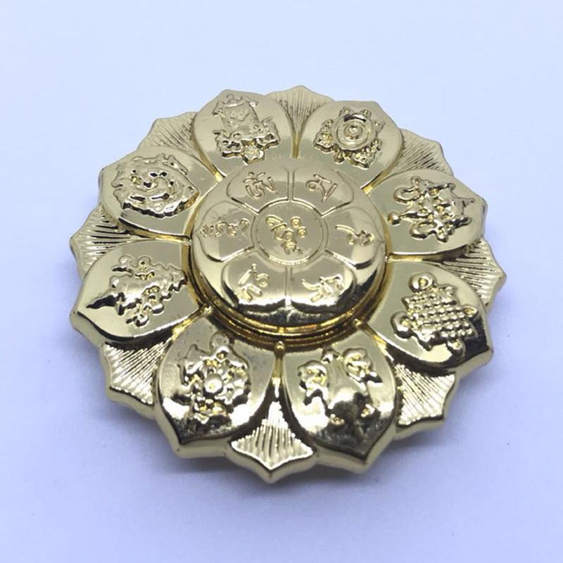 Lotus Fingertip Gyro Toy Buddha Eye Spinner Finger Gyro Lotus Wheel Bronze Fingertip Rotate Buddhist Meditation Decoration Gift