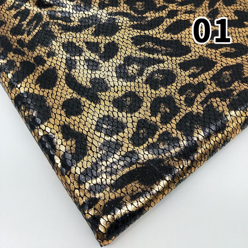 1/2/3M 4-Way Elastic Classic Leopard Print Bronzing Fabric Gold Snake Skin Texture Spandex Fabric For Sewing Clothes Upholstery